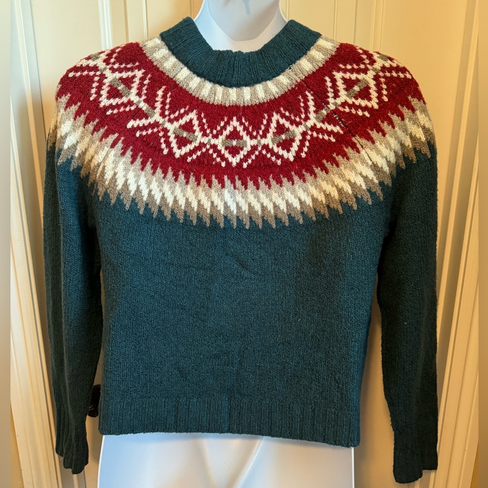 American Eagle Long Sleeve Fair Isle Sweater Cotton Blend, Size Large - Picture 7 of 9